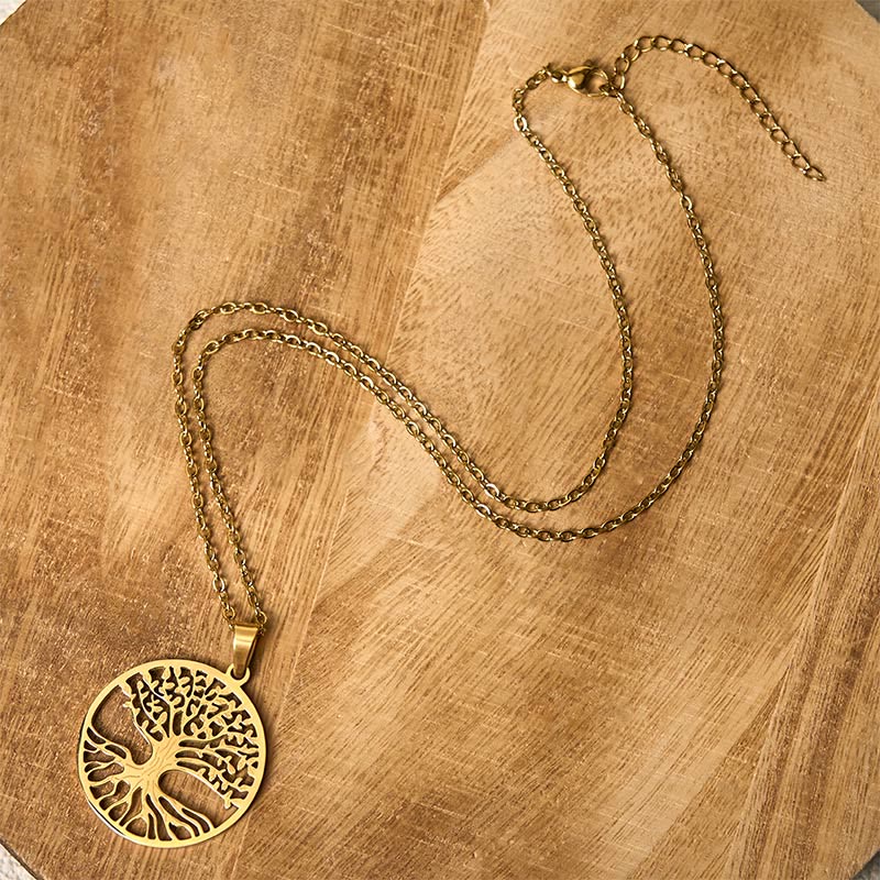 Buddha Stones The Tree Of Life Titanium Steel Enlightenment Necklace Pendant