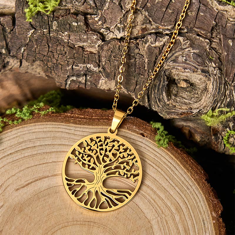 Buddha Stones The Tree Of Life Titanium Steel Enlightenment Necklace Pendant