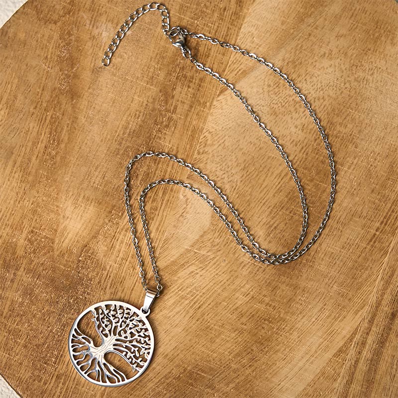 Buddha Stones The Tree Of Life Titanium Steel Enlightenment Necklace Pendant