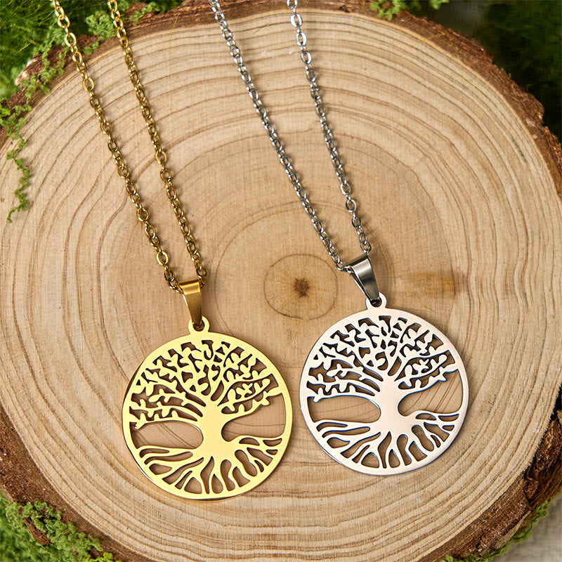 Buddha Stones The Tree Of Life Titanium Steel Enlightenment Necklace Pendant