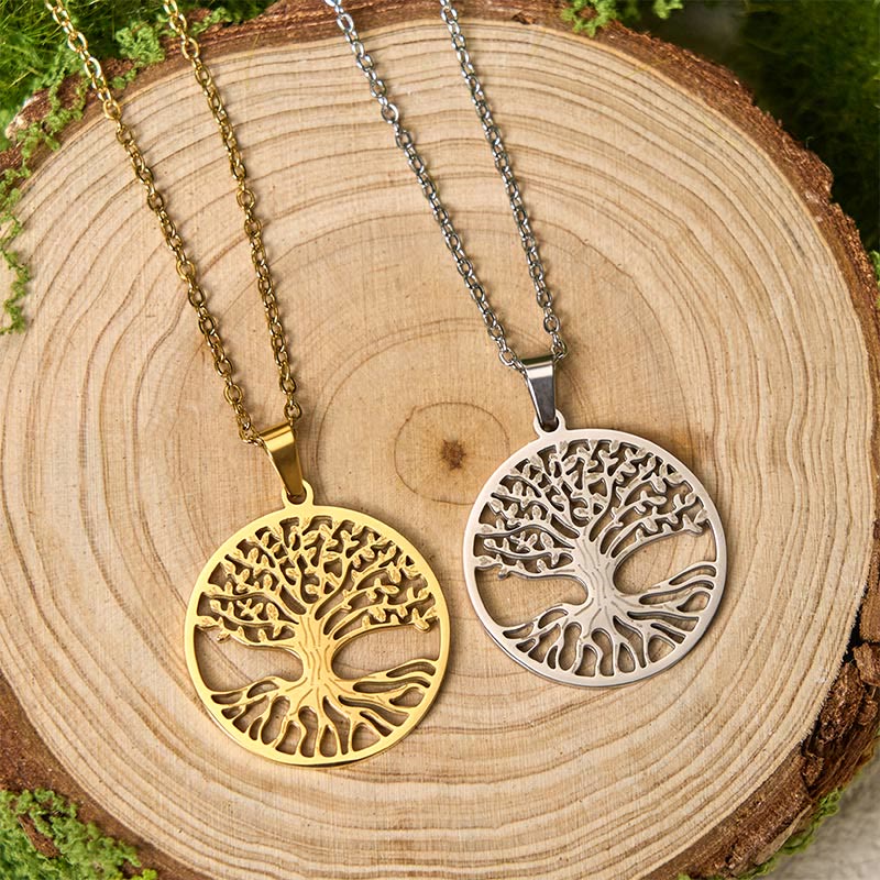 Buddha Stones The Tree Of Life Titanium Steel Enlightenment Necklace Pendant