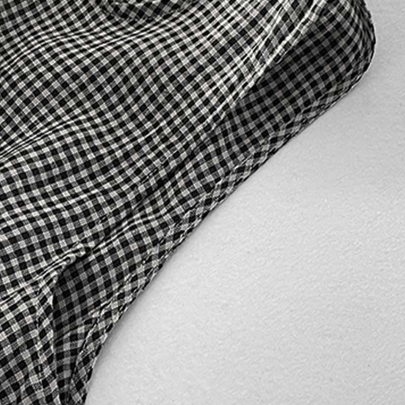 Buddha Stones Casual Plain Handmade Plaid Midi Dress Cotton Sleeveless Dress With Pockets