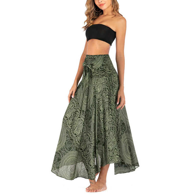 Buddha Stones Two Style Wear Boho Compass Rose Flower Skirt Dress