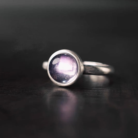 Buddha Stones Natural 925 Sterling Silver Amethyst Adjustable Balance Ring