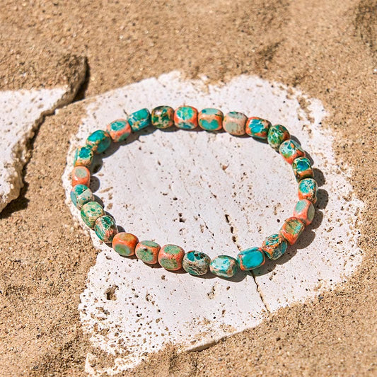 Buddha Stones Natural Colorful Emperor Stone Oval Square Beads Anti-stress Bracelet