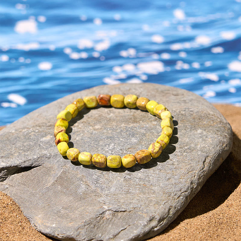 Buddha Stones Natural Colorful Emperor Stone Oval Square Beads Anti-stress Bracelet