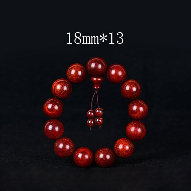 Buddha Stones Tibetan Small Leaf Red Sandalwood Balance Bracelet