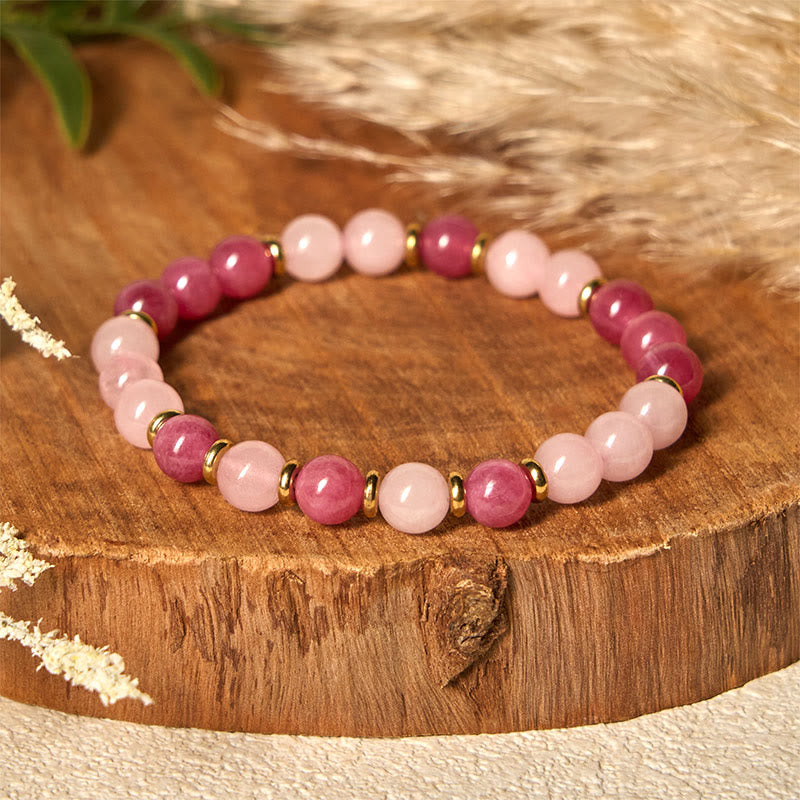 FREE Today: Love Positive Strawberry Quartz Pink Crystal Beads Bracelet
