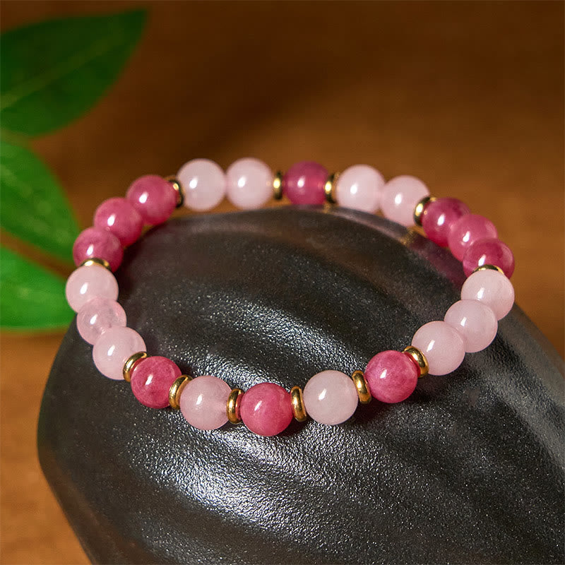 FREE Today: Love Positive Strawberry Quartz Pink Crystal Beads Bracelet