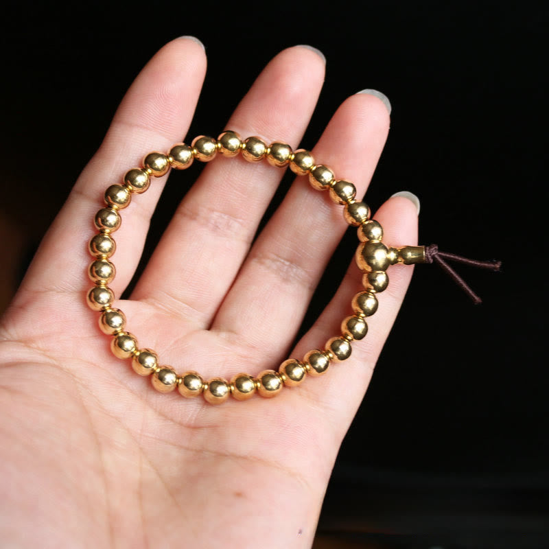 Buddha Stones Tibetan Retro Pure Copper Brass Bead Wealth Bracelet