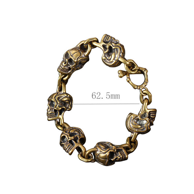 Buddha Stones Retro Copper Brass Skull The Lord Of The Corpse Forest Protection Bracelet