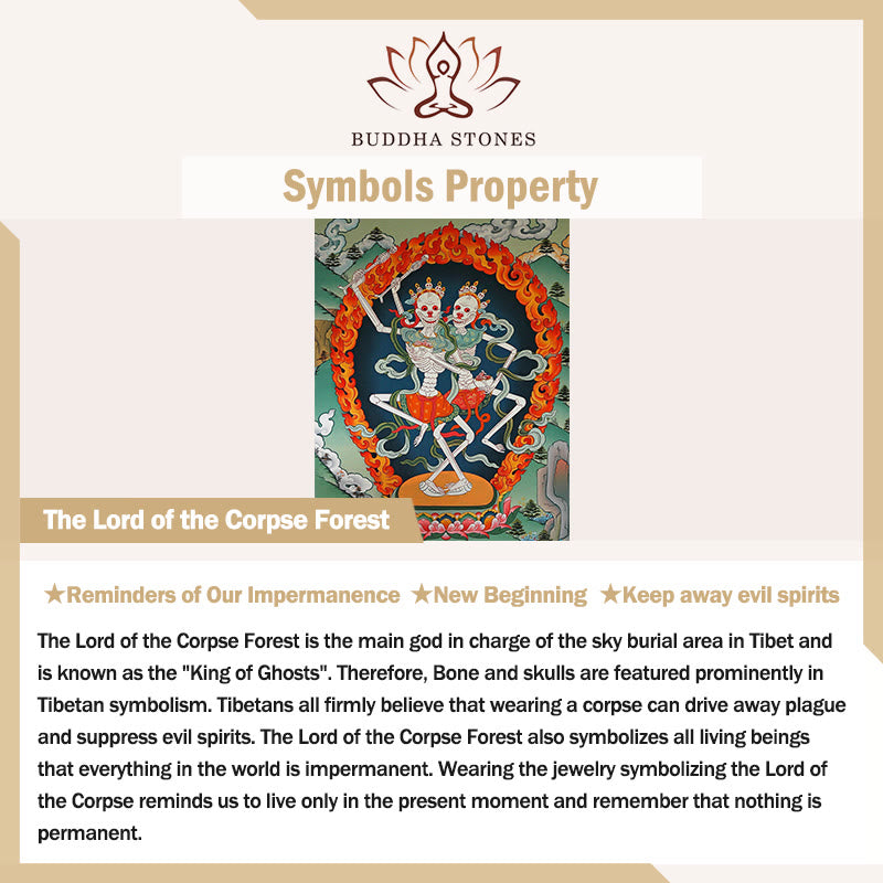 Buddha Stones Retro Copper Brass Skull The Lord Of The Corpse Forest Protection Bracelet