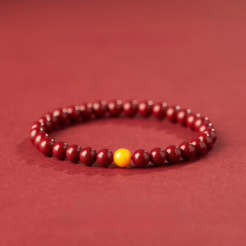 Buddha Stones Natural Cinnabar Amber Stone Calm Bracelet
