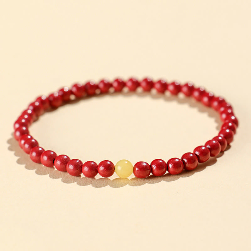 Buddha Stones Natural Cinnabar Amber Stone Calm Bracelet