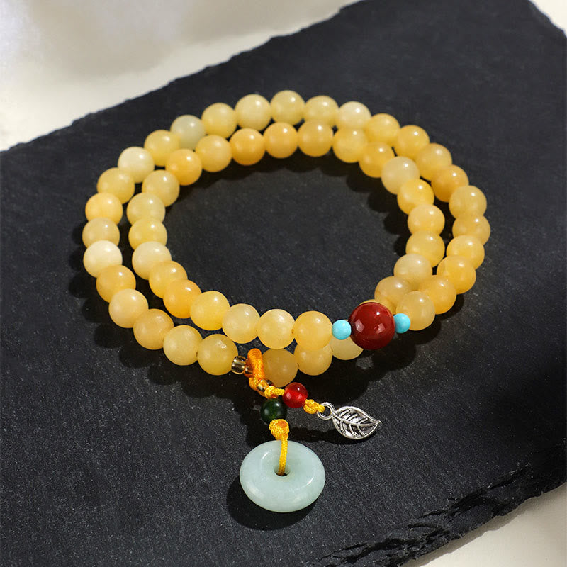 Buddha Stones Topaz Peace Buckle Double Wrap Design Wealth Bracelet