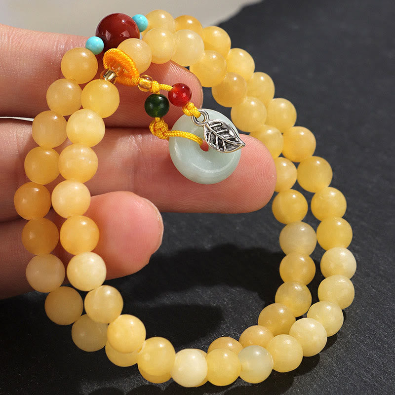 Buddha Stones Topaz Peace Buckle Double Wrap Design Wealth Bracelet