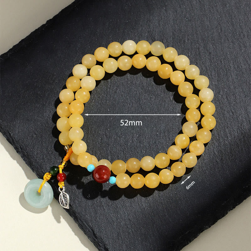 Buddha Stones Topaz Peace Buckle Double Wrap Design Wealth Bracelet