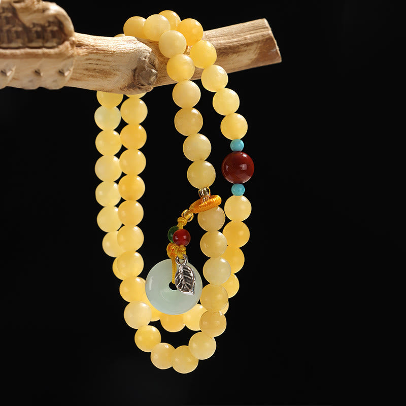 Buddha Stones Topaz Peace Buckle Double Wrap Design Wealth Bracelet