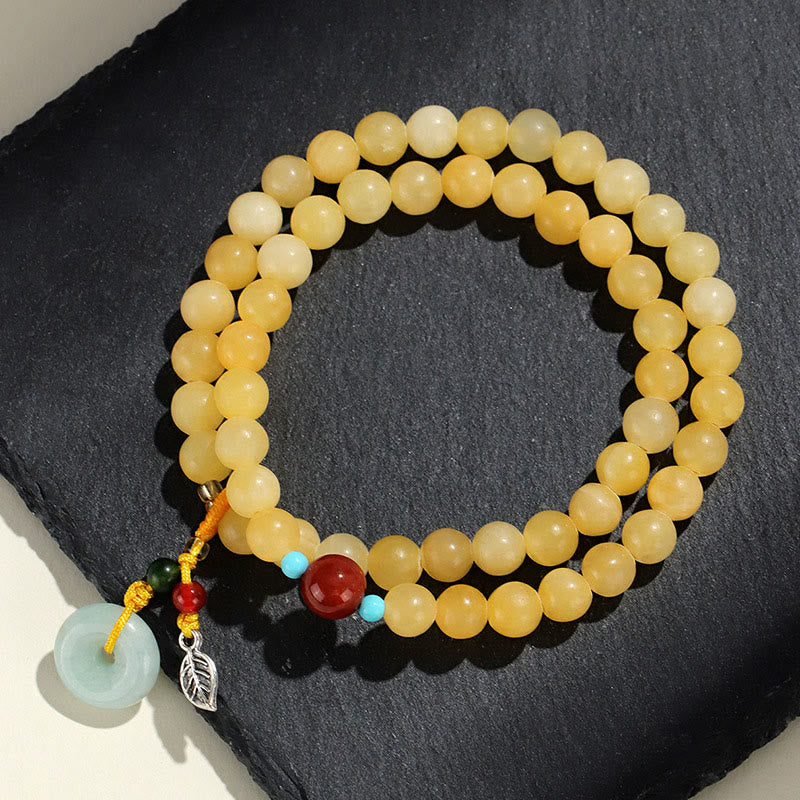 Buddha Stones Topaz Peace Buckle Double Wrap Design Wealth Bracelet