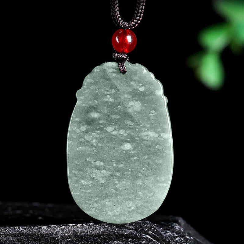 Buddha Stones Chinese Zodiac Jade Year of the Horse Luck Rope Necklace Pendant