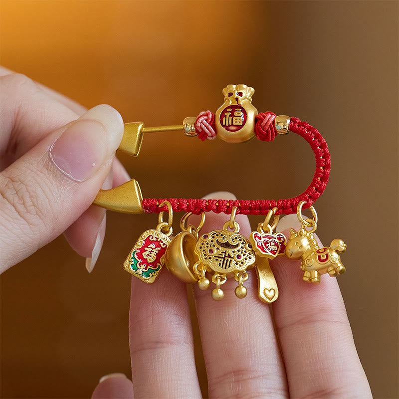 Buddha Stones "Wishing You Fortune and Good Luck" Year of the Horse Brooch Includes Gift Message Card