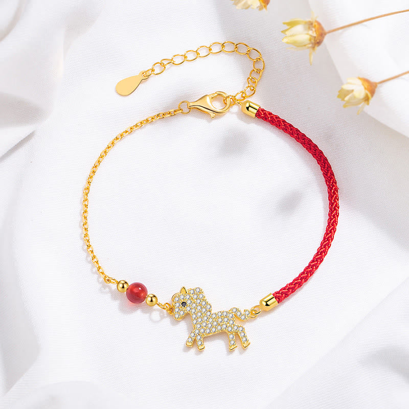 Buddha Stones "Hoping You Have a Joyful Year" Year of the Horse Bracelet Includes Gift Message Card