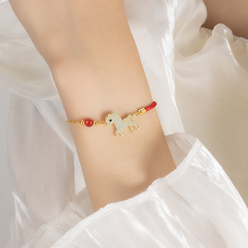 Buddha Stones "Hoping You Have a Joyful Year" Year of the Horse Bracelet Includes Gift Message Card
