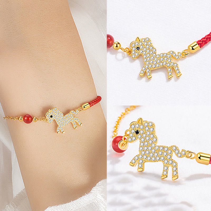 Buddha Stones "Hoping You Have a Joyful Year" Year of the Horse Bracelet Includes Gift Message Card