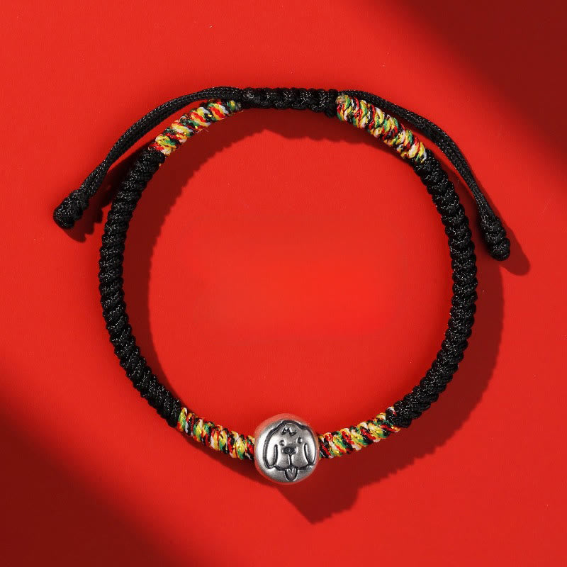 Buddha Stones 999 Sterling Silver Chinese Zodiac Horse Charm Red String Strength Braided Bracelet