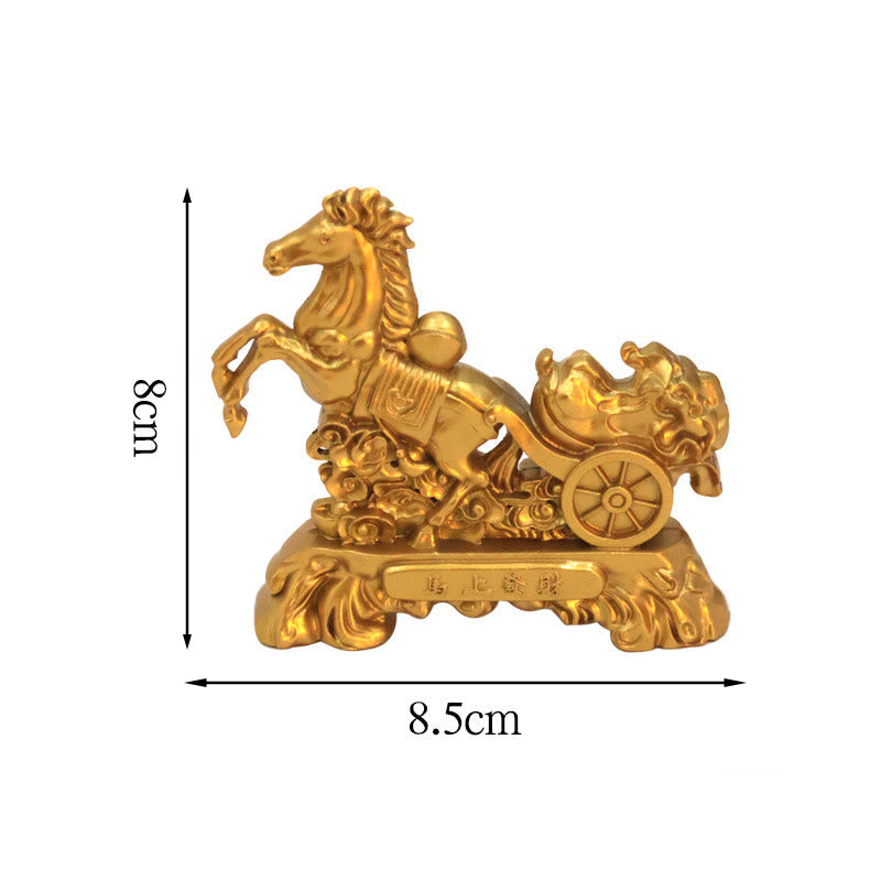 Buddha Stones Chinese Zodiac Horse Charm Copper Coins Attract Fortune Prosperity Home Decoration