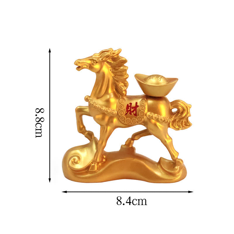 Buddha Stones Chinese Zodiac Horse Charm Copper Coins Attract Fortune Prosperity Home Decoration