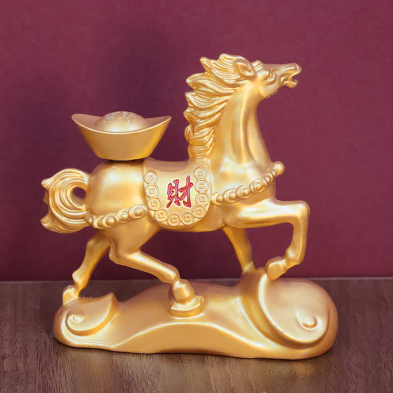 Buddha Stones Chinese Zodiac Horse Charm Copper Coins Attract Fortune Prosperity Home Decoration