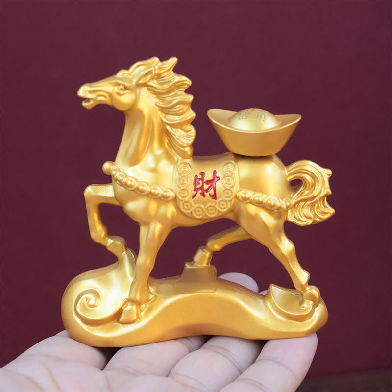 Buddha Stones Chinese Zodiac Horse Charm Copper Coins Attract Fortune Prosperity Home Decoration