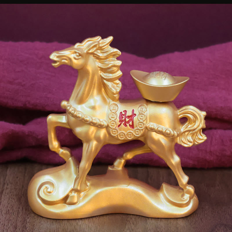 Buddha Stones Chinese Zodiac Horse Charm Copper Coins Attract Fortune Prosperity Home Decoration