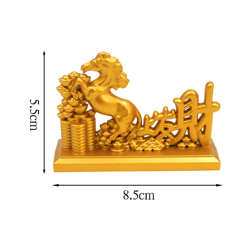 Buddha Stones Chinese Zodiac Horse Charm Copper Coins Attract Fortune Prosperity Home Decoration
