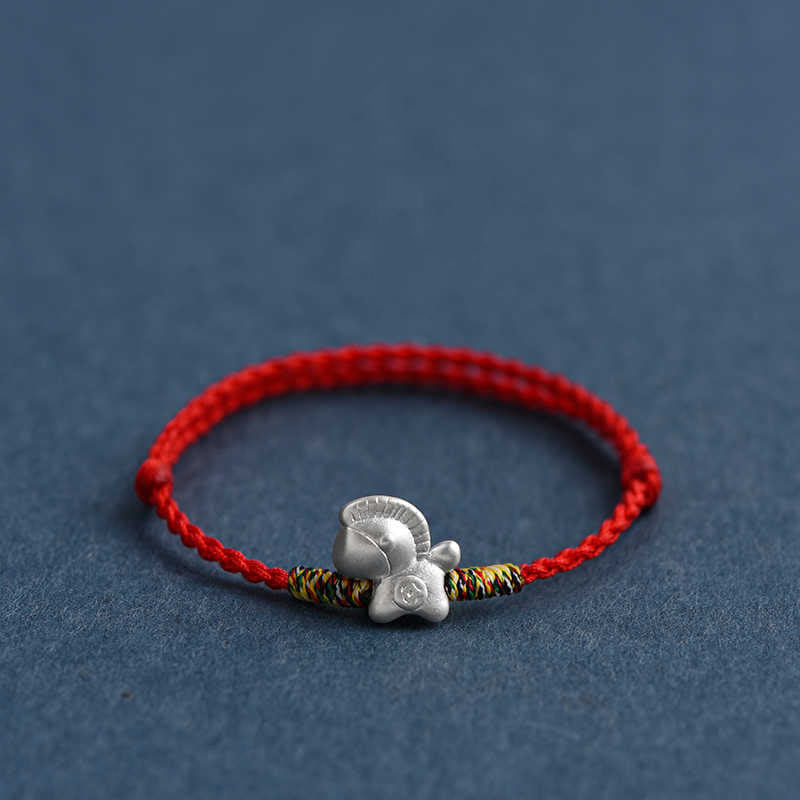 Buddha Stones Year of the Horse 999 Sterling Silver Luck String Braided Bracelet Anklet