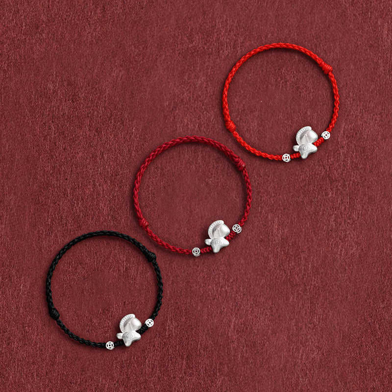 Buddha Stones Year of the Horse 999 Sterling Silver Copper Coins Luck Rope Braided Bracelet Anklet