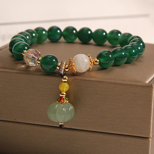 Buddha Stones Green Crystal Pumpkin Bead Relax Calm Bracelet