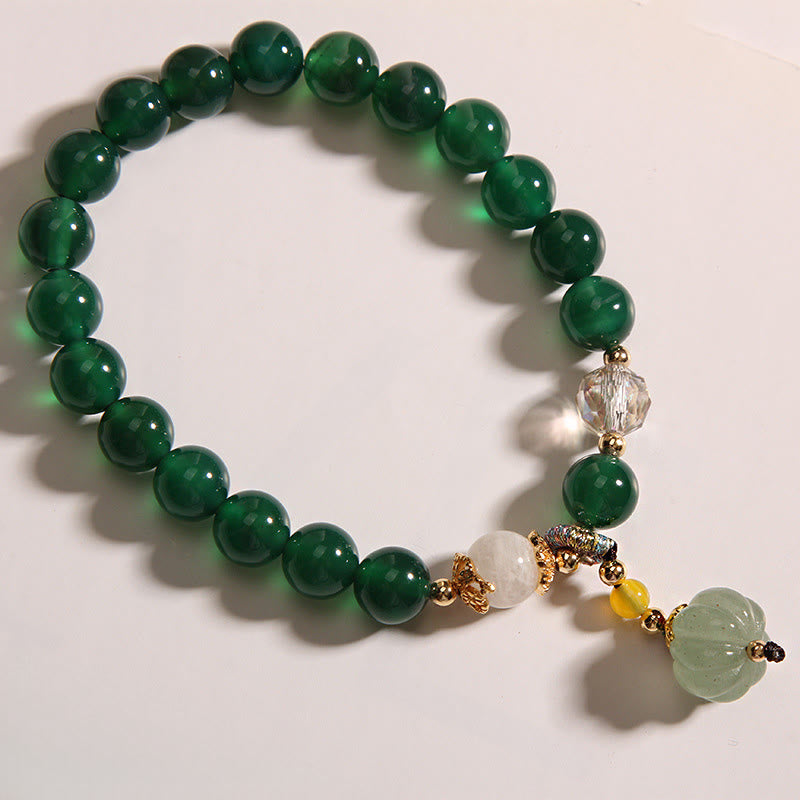 Buddha Stones Green Crystal Pumpkin Bead Relax Calm Bracelet