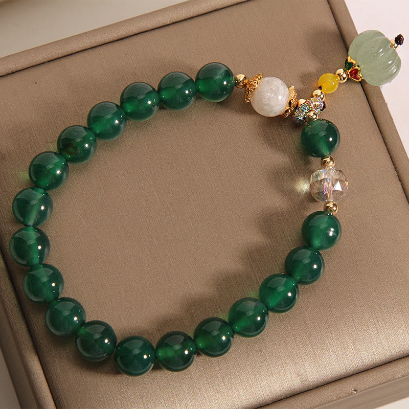 Buddha Stones Green Crystal Pumpkin Bead Relax Calm Bracelet