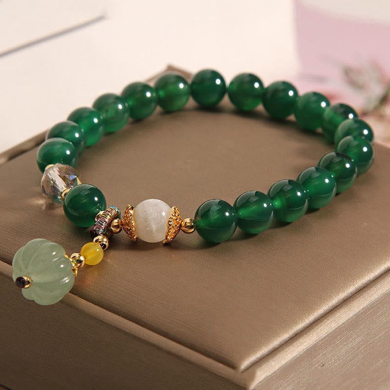 Buddha Stones Green Crystal Pumpkin Bead Relax Calm Bracelet