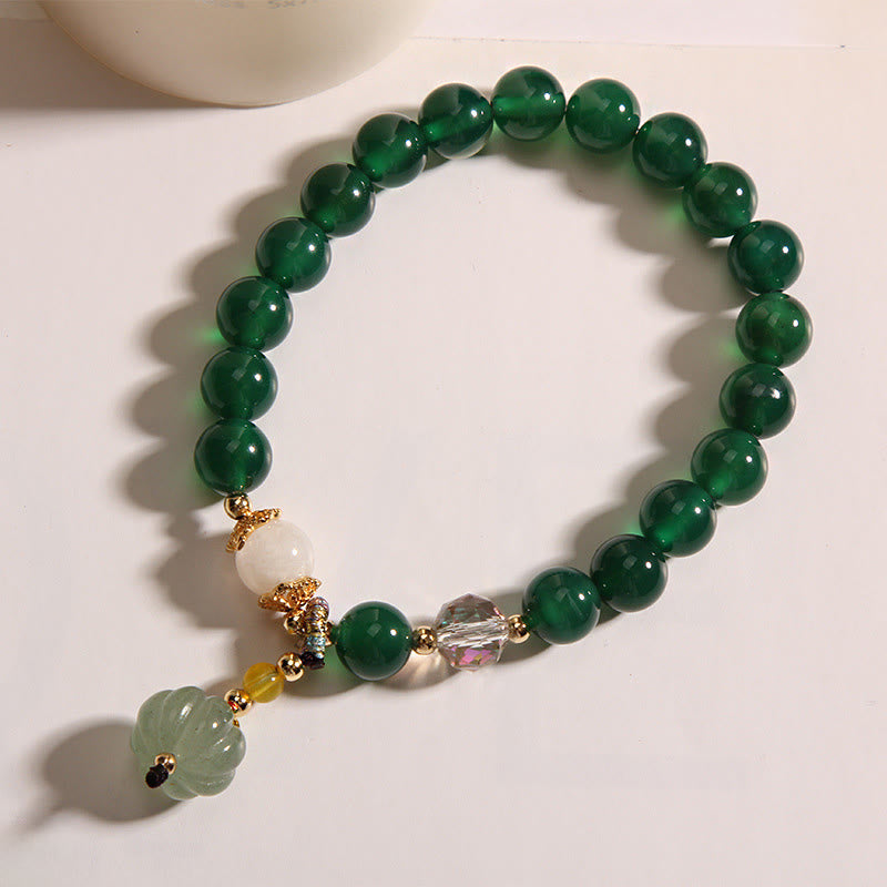 Buddha Stones Green Crystal Pumpkin Bead Relax Calm Bracelet