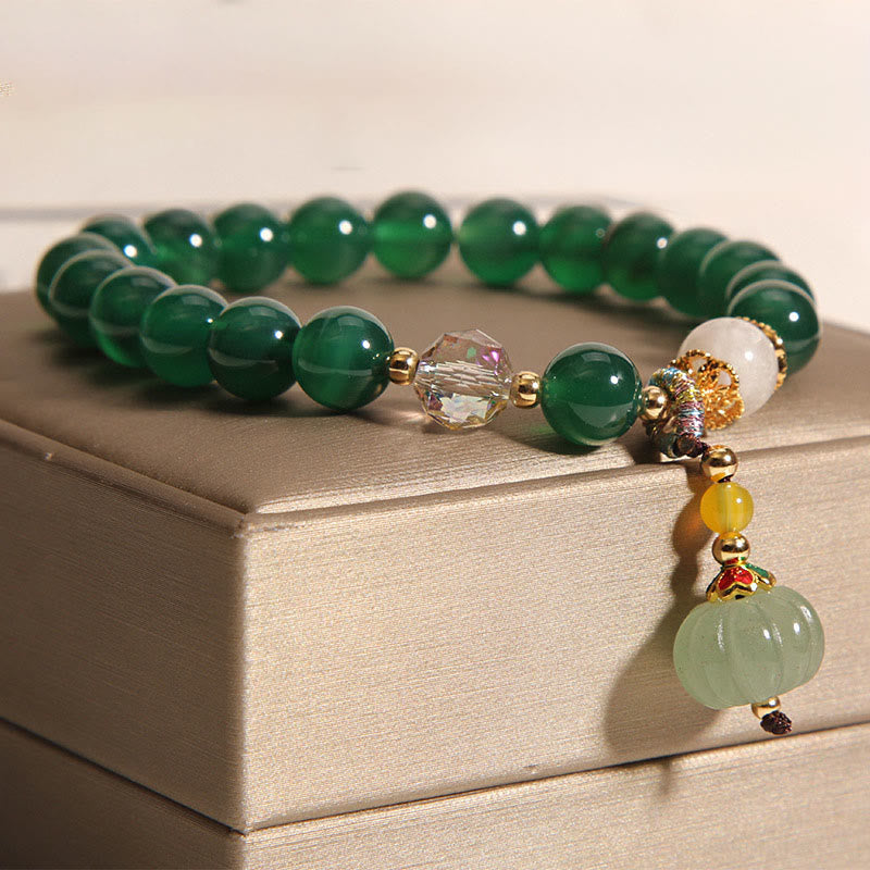 Buddha Stones Green Crystal Pumpkin Bead Relax Calm Bracelet