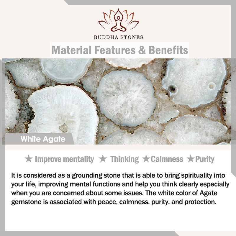 Buddha Stones Tibetan White Agate Crystal Stone Flowers Positivity Bracelet
