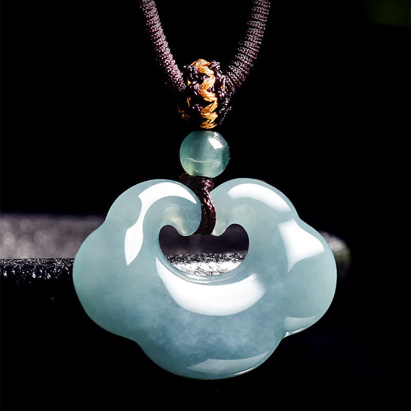 Buddha Stones Auspicious Ruyi Jade Luck Necklace String Pendant