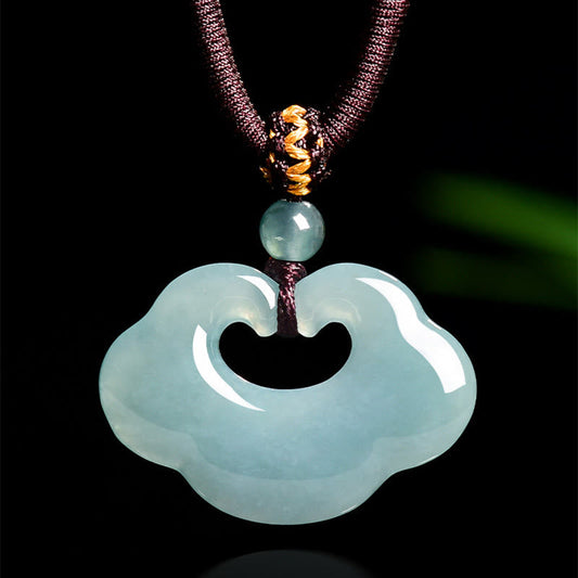 Buddha Stones Auspicious Ruyi Jade Luck Necklace String Pendant