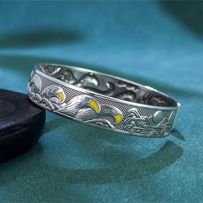 Buddha Stones Copper Nine Tailed Fox Protection Open Adjustable Bracelet Bangle