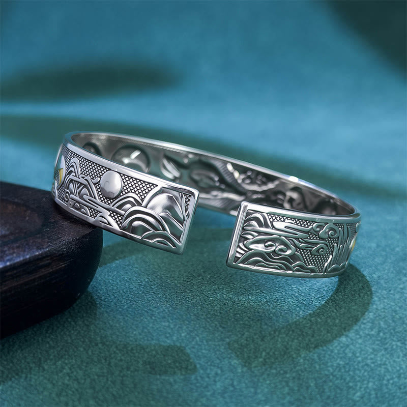 Buddha Stones Copper Nine Tailed Fox Protection Open Adjustable Bracelet Bangle