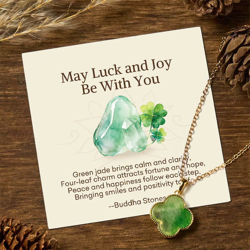 Buddha Stones "May Luck and Joy Be With You" Jade Necklace Includes Gift Message Card