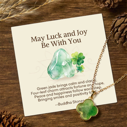 Buddha Stones "May Luck and Joy Be With You" Jade Necklace Includes Gift Message Card